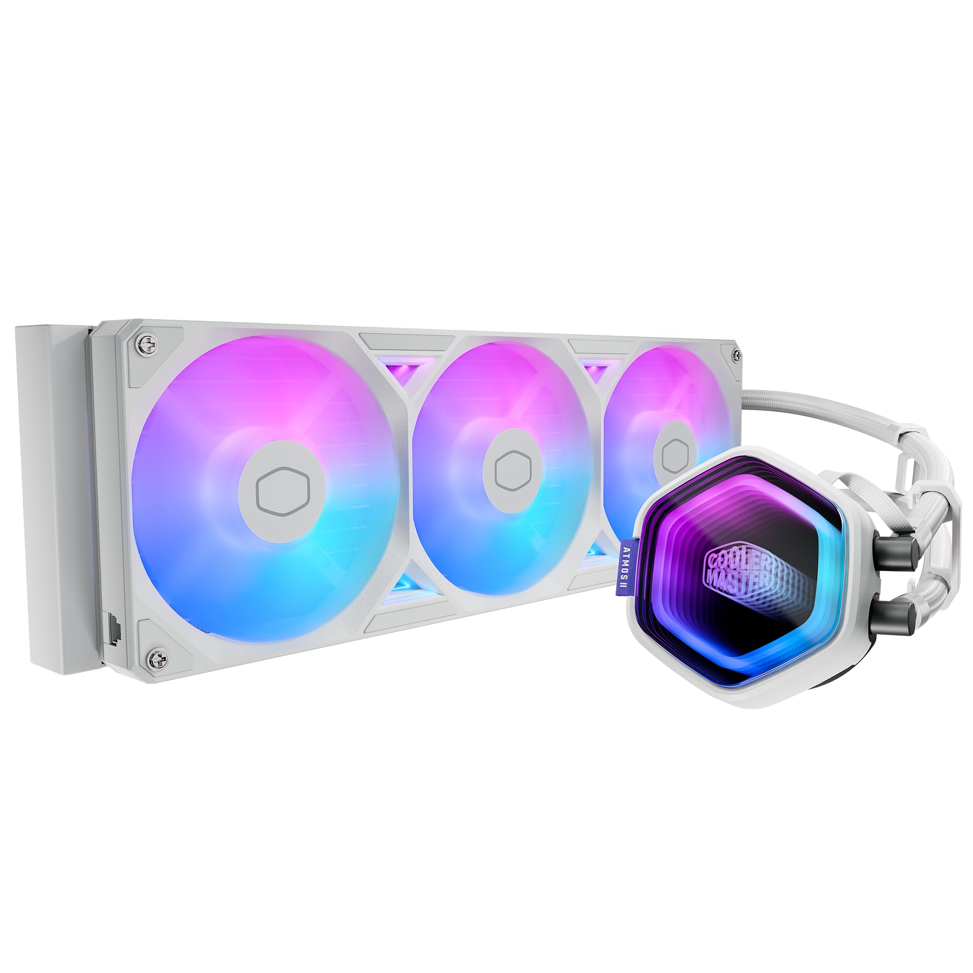 Cooler Master Atmos II 360 VRM AIO CPU Liquid Cooler – 360mm Radiator with VRM Cooling Fan, 3X ARGB PWM Fans, Dual-Chamber Pump, Ultra-Quiet Performance, AMD AM5/AM4 & Intel LGA 1851/1700, White - Image 11