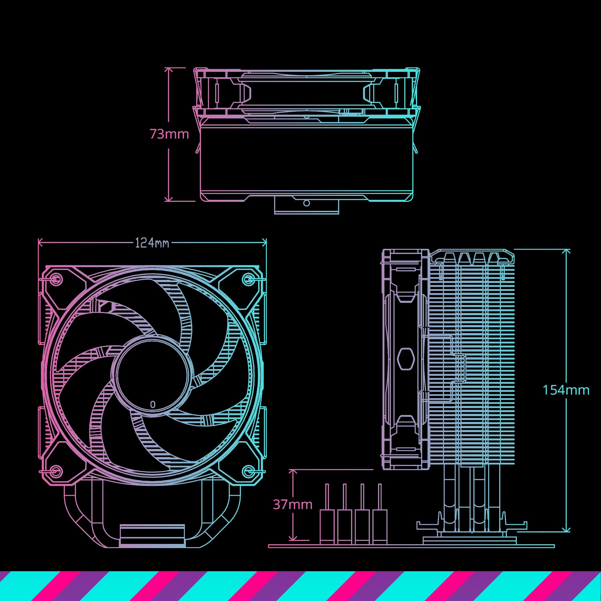 Cooler Master Hyper 212 Halo ARGB CPU Air Cooler – 120mm High Performance PWM Fan, 4 Copper Heat Pipes, Sleek Design Top Cover, Low Noise & Easy Installation, AMD AM5/AM4 & Intel LGA 1851/1700, Black - Image 11