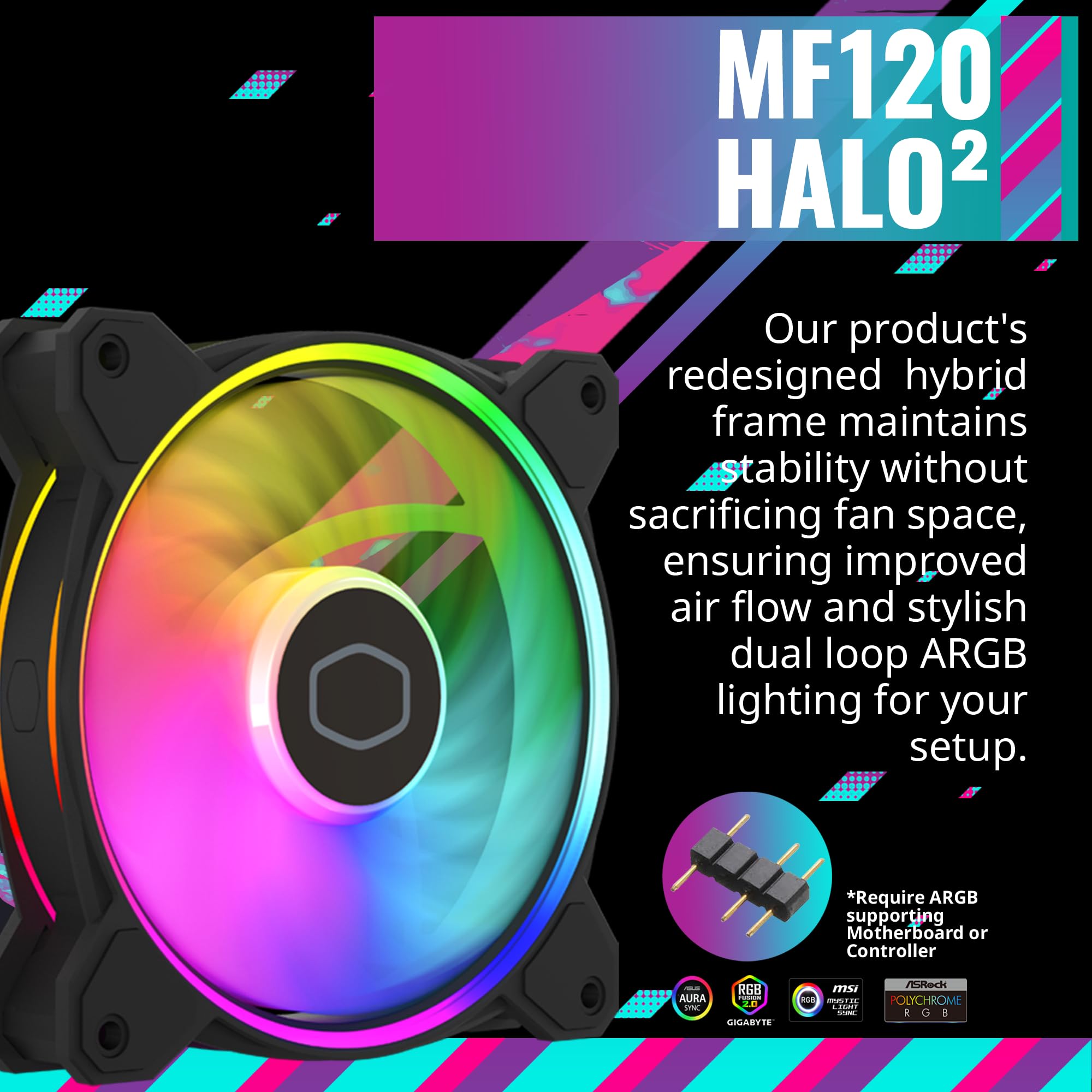 Cooler Master Hyper 212 Halo ARGB CPU Air Cooler – 120mm High Performance PWM Fan, 4 Copper Heat Pipes, Sleek Design Top Cover, Low Noise & Easy Installation, AMD AM5/AM4 & Intel LGA 1851/1700, Black - Image 3