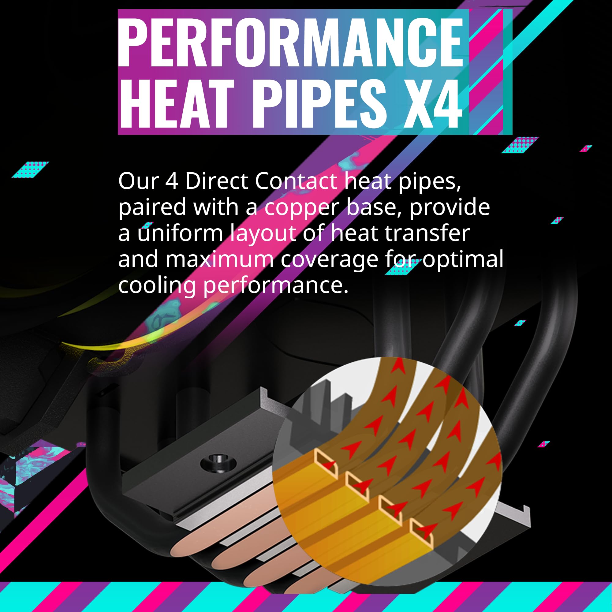 Cooler Master Hyper 212 Halo ARGB CPU Air Cooler – 120mm High Performance PWM Fan, 4 Copper Heat Pipes, Sleek Design Top Cover, Low Noise & Easy Installation, AMD AM5/AM4 & Intel LGA 1851/1700, Black - Image 5