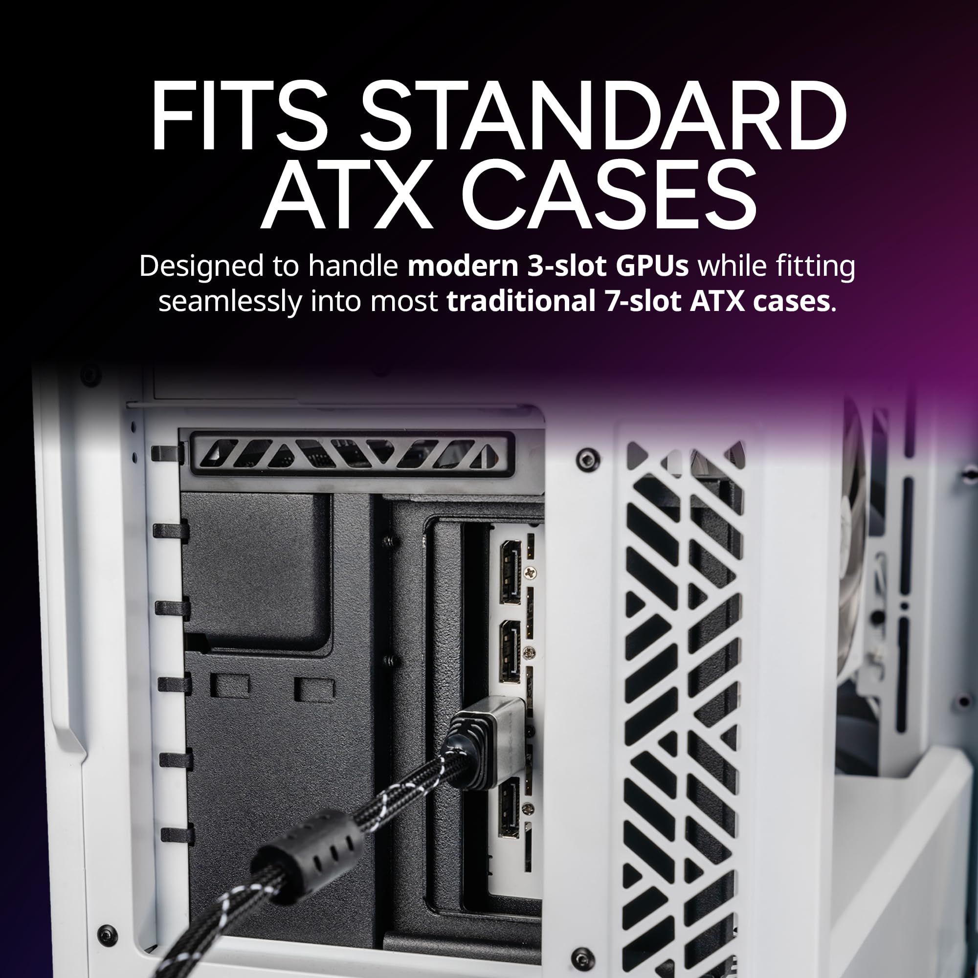 Cooler Master MasterAccessory Vertical GPU Card Holder Kit V3 Black, Premium Riser Cable PCI-E 4.0 x16-165mm, PCIe 3.0 Compatible, Adjustable Length for E-ATX|ATX|Micro ATX Case (MCA-U000R-KFVK03) - Image 3