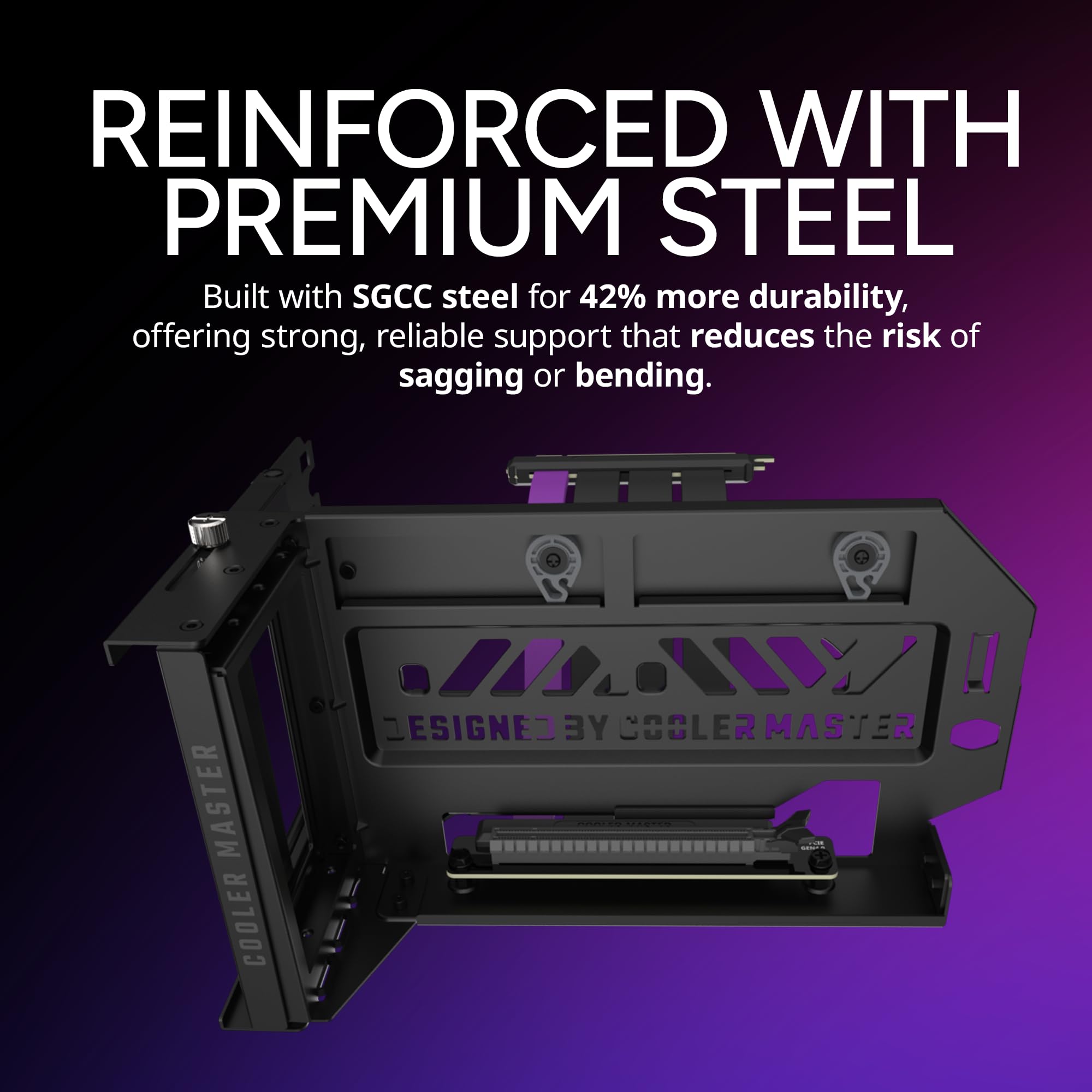 Cooler Master MasterAccessory Vertical GPU Card Holder Kit V3 Black, Premium Riser Cable PCI-E 4.0 x16-165mm, PCIe 3.0 Compatible, Adjustable Length for E-ATX|ATX|Micro ATX Case (MCA-U000R-KFVK03) - Image 7