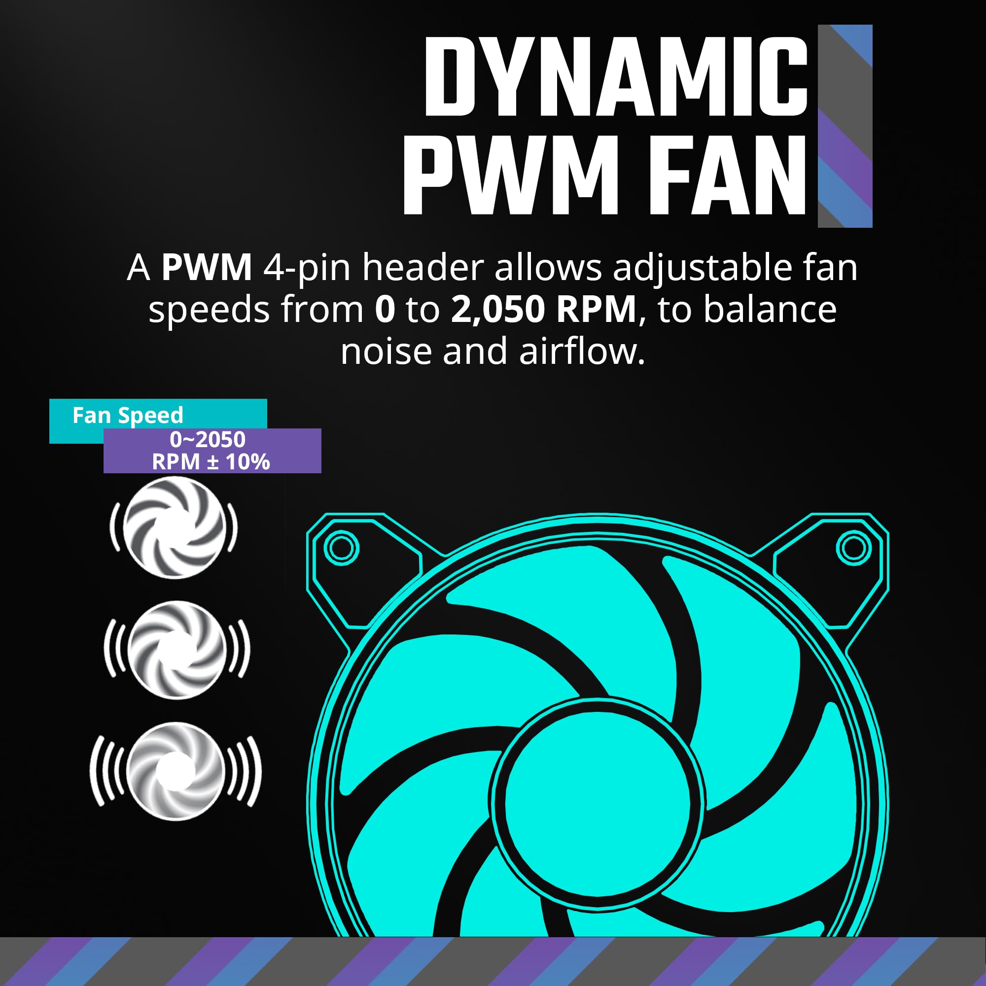 Cooler Master MF120 Halo² 3in1 PC Case|Liquid Cooler|Air Cooler Fan, 120mm Fan, Dual-Loop aRGB Rings, Dynamic PWM 2,050 RPM, Air Balance Blades, aRGB Lighting, Hybrid Frame - Image 7