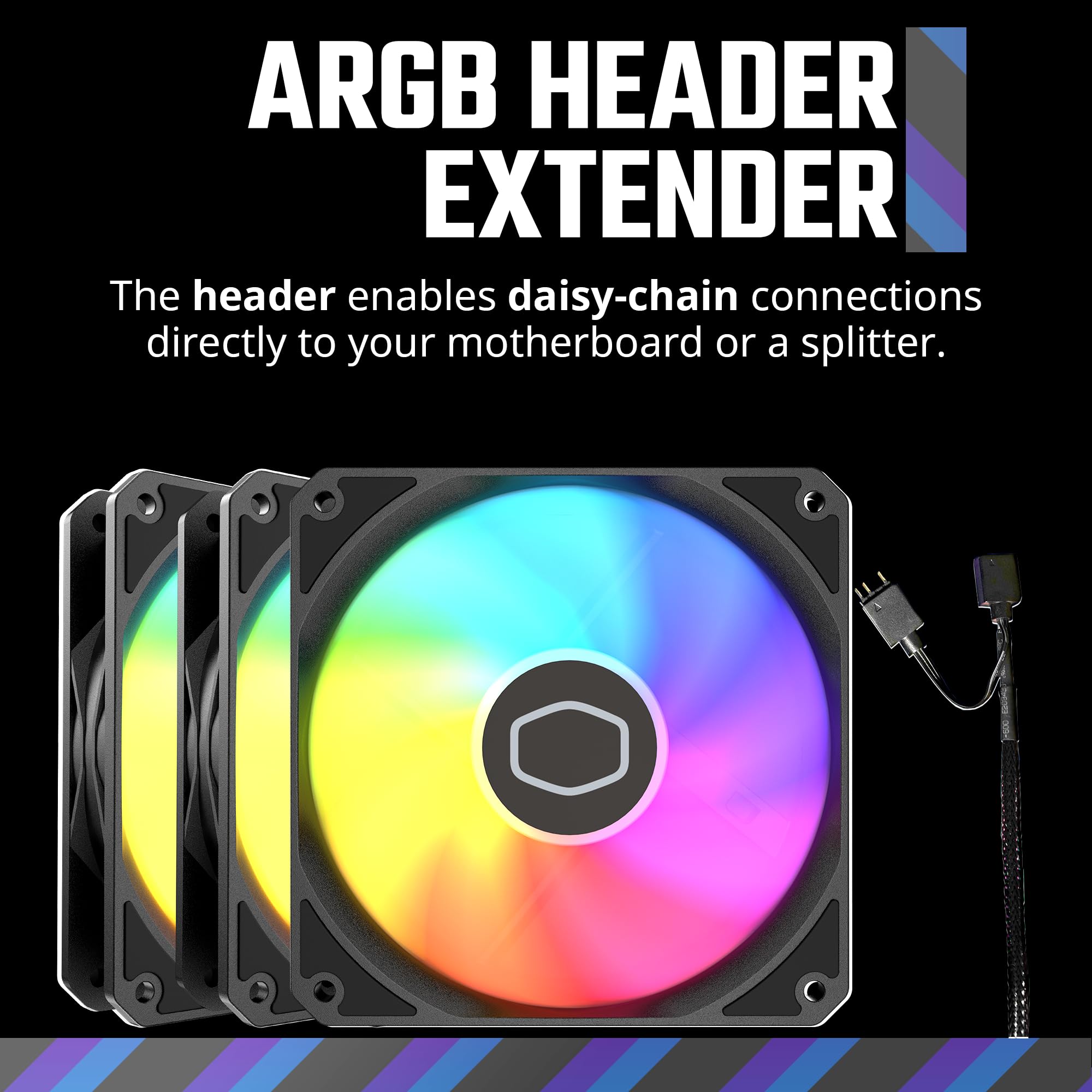 Cooler Master MF120 Lite 120mm PC Case Fan|Liquid Cooler|Air Cooler 3-Pack, 120mm aRGB Lighting, aRGB Splitter, Dynamic PWM 1,750 RPM, Air Balance Blades, Hybrid | PBT Frame - Image 8