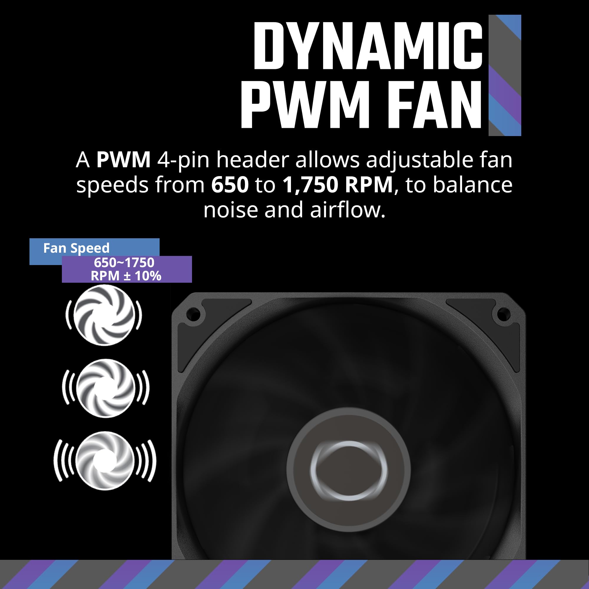 Cooler Master MF120 Lite Black Case|Liquid Cooler|Air Cooler Fan, 120mm Fan, Dynamic PWM 1,750 RPM, Air Balance Blades, Hybrid | PBT Frame - Image 5