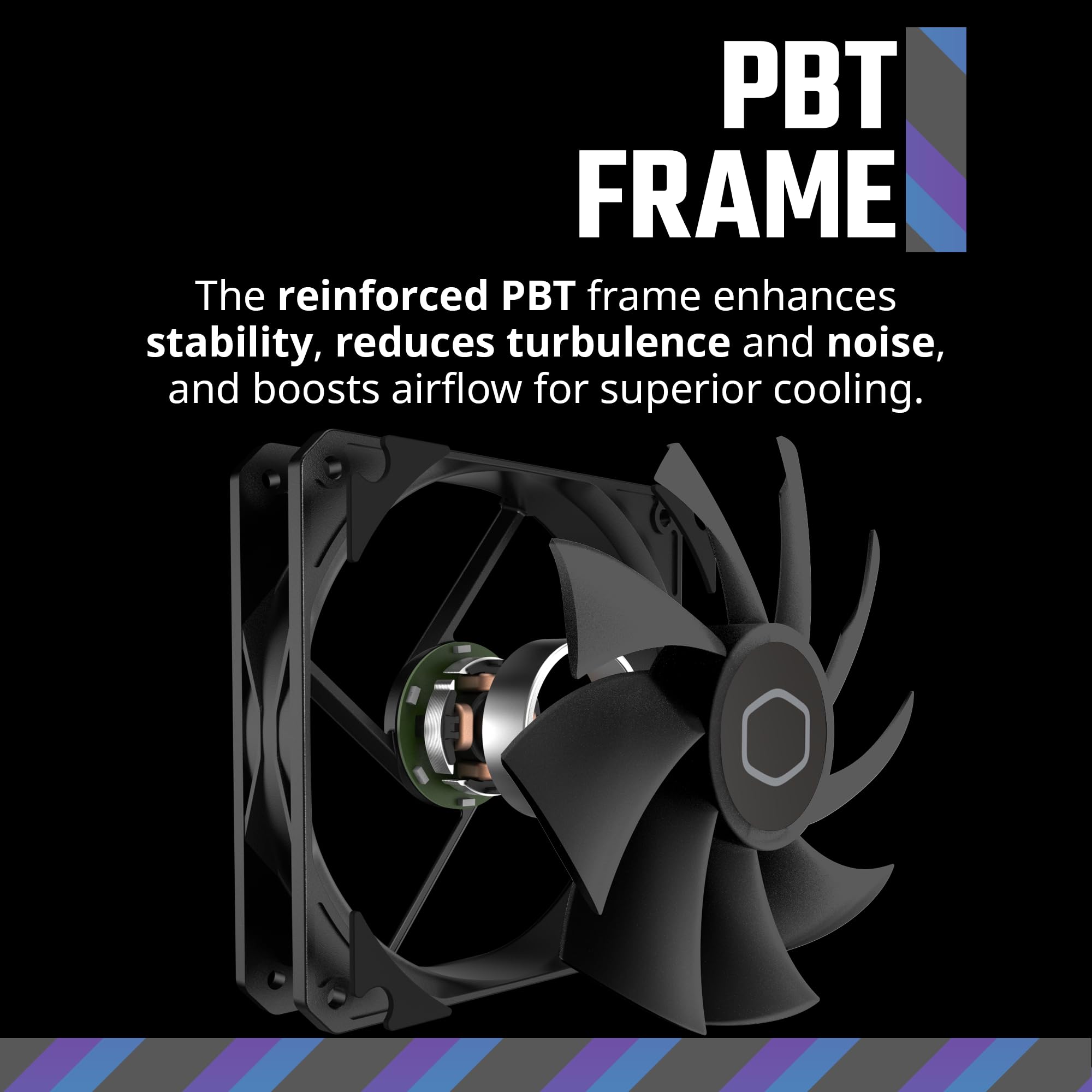 Cooler Master MF120 Lite Black Case|Liquid Cooler|Air Cooler Fan, 120mm Fan, Dynamic PWM 1,750 RPM, Air Balance Blades, Hybrid | PBT Frame - Image 7