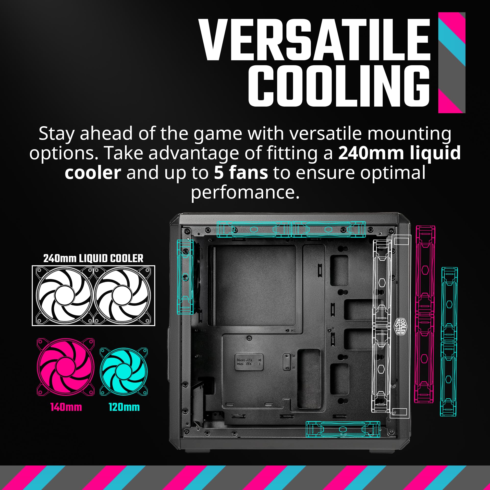 Cooler Master Q300L V2 Micro-ATX Tower, Magnetic Patterned Dust Filter, USB 3.2 Gen 2x2 (20GB), Tempered Glass, CPU Coolers Max 159mm, GPU 360mm, Fully Ventilated Airflow (Q300LV2-KGNN-S00) - Image 4