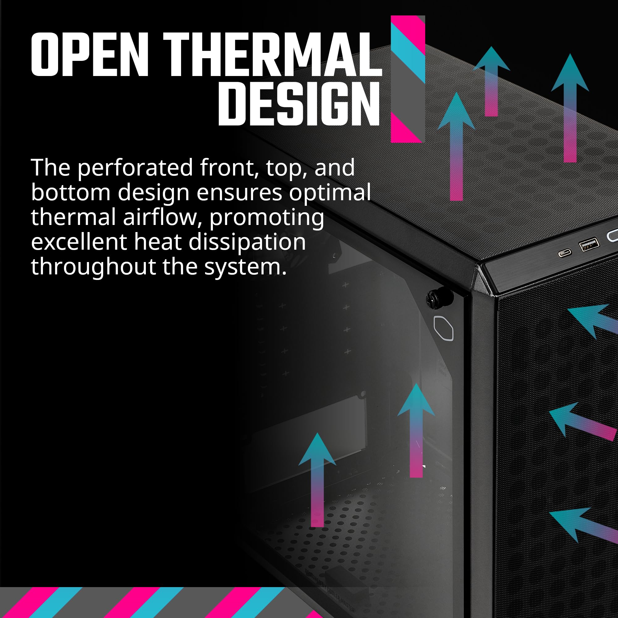 Cooler Master Q300L V2 Micro-ATX Tower, Magnetic Patterned Dust Filter, USB 3.2 Gen 2x2 (20GB), Tempered Glass, CPU Coolers Max 159mm, GPU 360mm, Fully Ventilated Airflow (Q300LV2-KGNN-S00) - Image 7